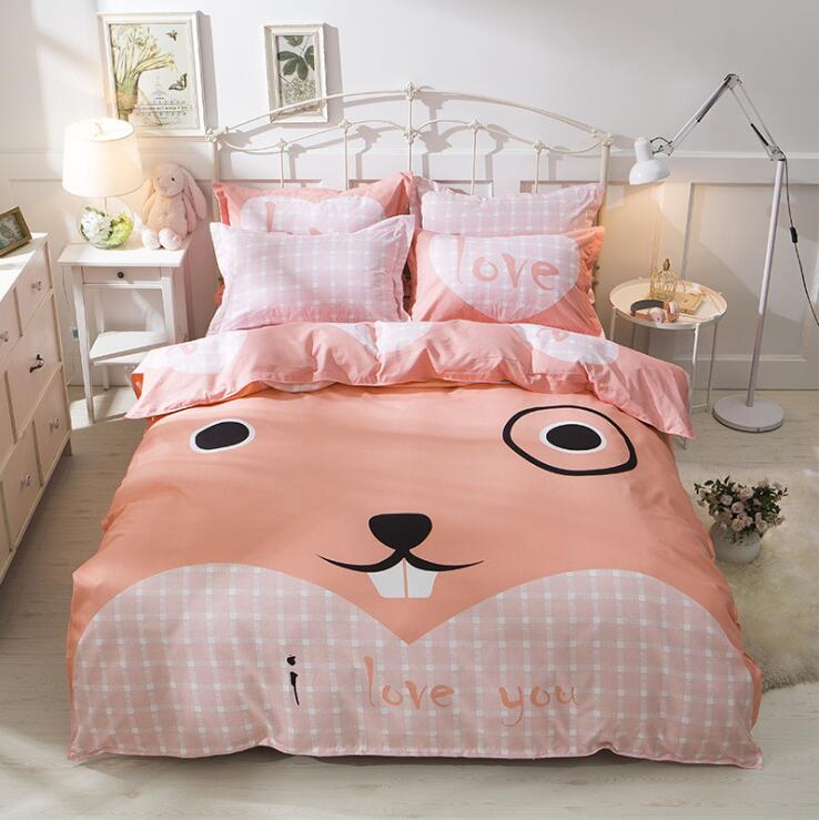 Conjunto de ropa de cama de algodón grueso con estampado de dibujos animados Popular Americano