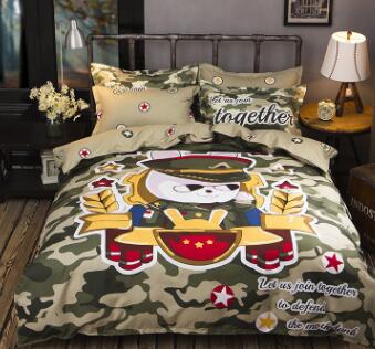 Conjunto de ropa de cama de algodón grueso con estampado de dibujos animados Popular Americano