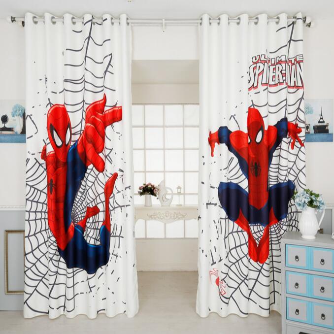 INS moderno Spiderman dibujos animados cortinas opacas para habitación de niños cortina impresa para niños dormitorio tratamiento ventana dormitorio drenaje