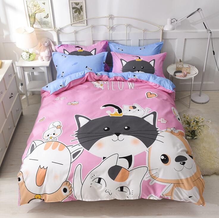Conjunto de ropa de cama de algodón grueso con estampado de dibujos animados Popular Americano