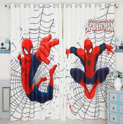 INS moderno Spiderman dibujos animados cortinas opacas para habitación de niños cortina impresa para niños dormitorio tratamiento ventana dormitorio drenaje