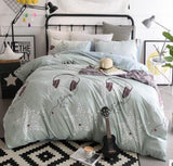 3/4 piezas de dibujos animados impreso ropa de cama 100% algodón doble rey tamaño rosa azul buho edredón cubierta de dibujos animados sábana de cama ropa de cama