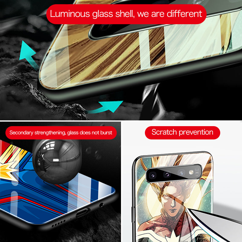 El capitán Marvel Hombre de Hierro Batman luminosa de caso de teléfono para Samsung Galaxy S8 S9 S10 e 5G Plus 8 9 10 cubierta Coque Funda