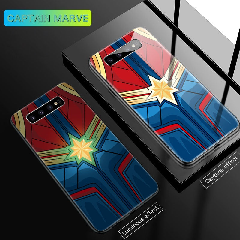 El capitán Marvel Hombre de Hierro Batman luminosa de caso de teléfono para Samsung Galaxy S8 S9 S10 e 5G Plus 8 9 10 cubierta Coque Funda