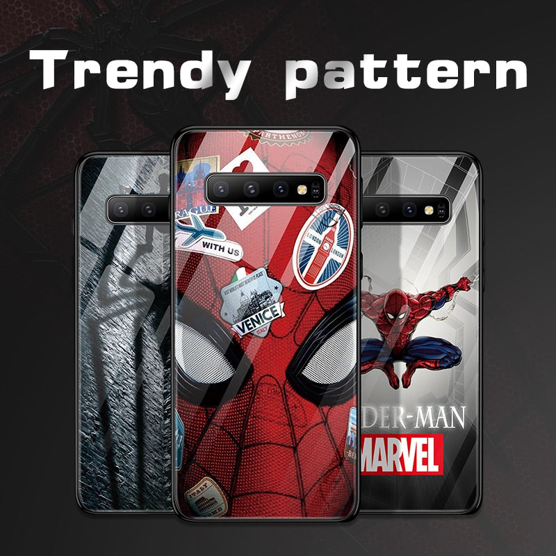 Marvel Spiderman de templado de vidrio de caso de teléfono para Samsung Galaxy S8 S9 S10 e 5G Plus Nota 10 9 8 funda de lujo para vengadores