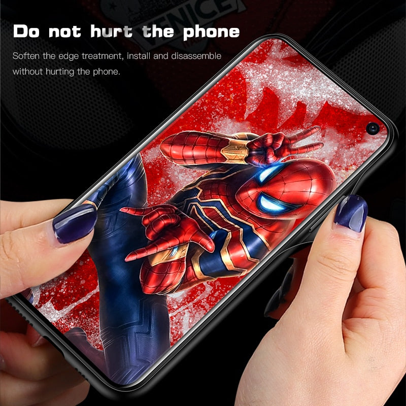 Marvel Spiderman de templado de vidrio de caso de teléfono para Samsung Galaxy S8 S9 S10 e 5G Plus Nota 10 9 8 funda de lujo para vengadores