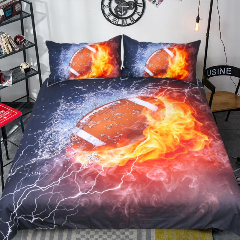 3D fútbol americano funda nórdica de agua de fuego Rugby impreso ropa de cama Brady americano fútbol deportes ropa de cama Set 3 Piezas