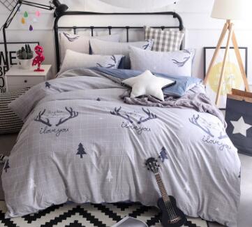 3/4 piezas de dibujos animados impreso ropa de cama 100% algodón doble rey tamaño rosa azul buho edredón cubierta de dibujos animados sábana de cama ropa de cama