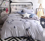 3/4 piezas de dibujos animados impreso ropa de cama 100% algodón doble rey tamaño rosa azul buho edredón cubierta de dibujos animados sábana de cama ropa de cama