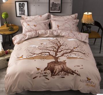 3/4 piezas Juego de cama de dibujos animados 100% algodón doble reina rey tamaño rosa azul búho edredón funda de edredón de dibujos animados sábana ropa de cama ropa de cama
