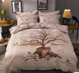 3/4 piezas Juego de cama de dibujos animados 100% algodón doble reina rey tamaño rosa azul búho edredón funda de edredón de dibujos animados sábana ropa de cama ropa de cama