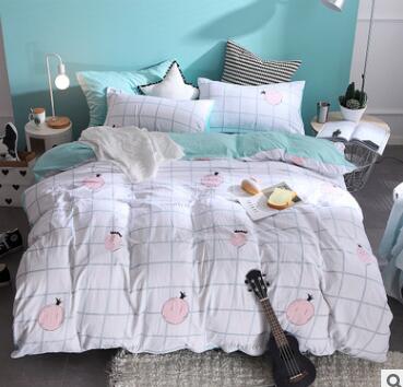 3/4 piezas de dibujos animados impreso ropa de cama 100% algodón doble rey tamaño rosa azul buho edredón cubierta de dibujos animados sábana de cama ropa de cama