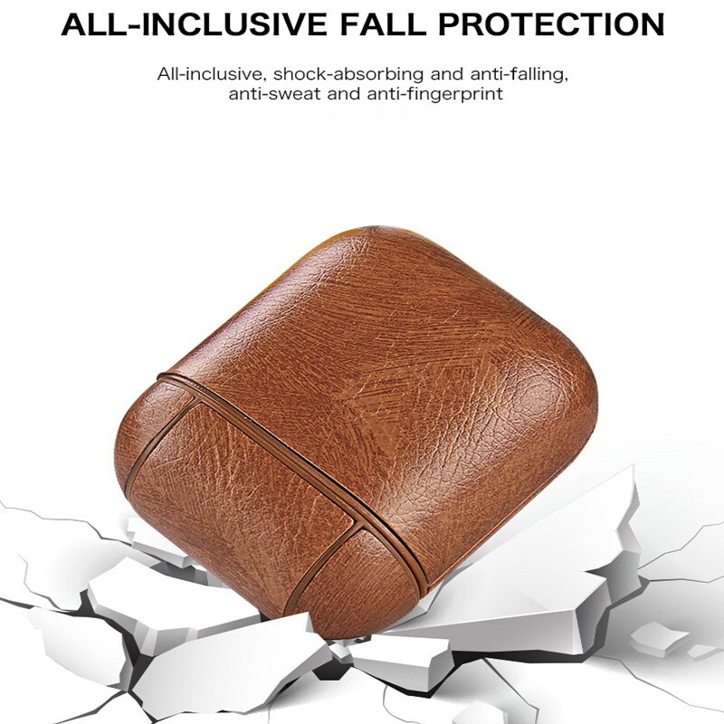 Funda de cuero de lujo para auriculares inalámbricos Bluetooth para Apple AirPods Funda de protección Ultra fina de PU para Airpods caja de carga Funda