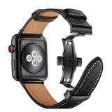 Correa de cuero de lujo para Apple Watch serie 1, 2, 3, 4 Cierre de mariposa banda Apple Watch Correa accesorios para 40 42 44mm