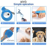 Pet baño ducha espray perro gato masaje cabeza aseo herramienta con guante de aseo para cachorro perro gato lavado mascota suministros