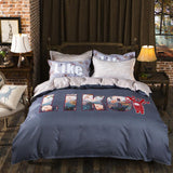 3/4 piezas Juego de cama de dibujos animados 100% algodón doble reina rey tamaño rosa azul búho edredón funda de edredón de dibujos animados sábana ropa de cama ropa de cama