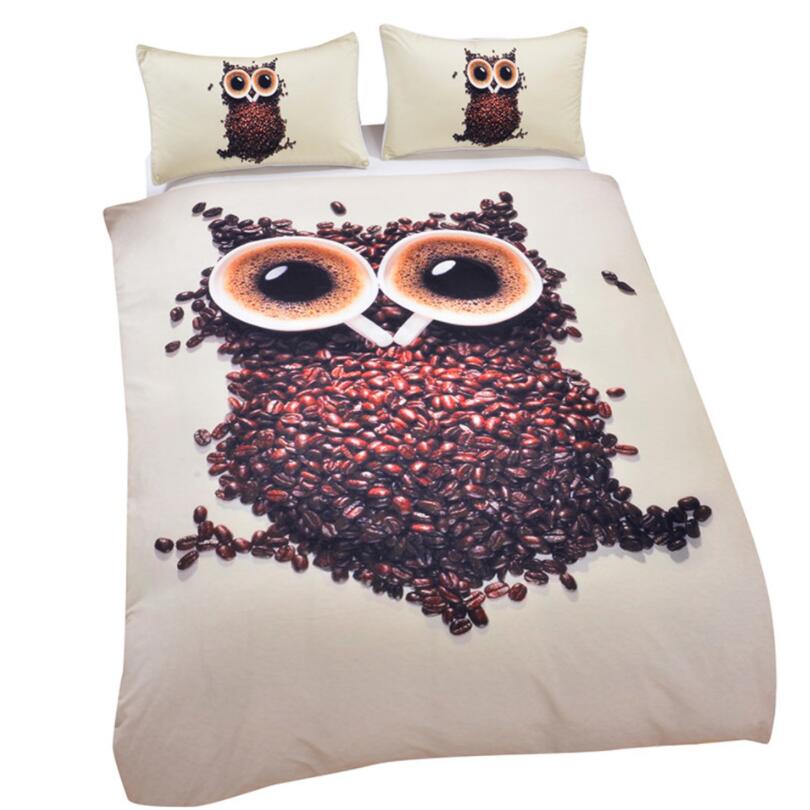 Nueva funda de edredón de búho 3 piezas conjunto de ropa de cama 3d de dibujos animados para niños funda de edredón de algodón y fundas de almohada doble reina tamaño king