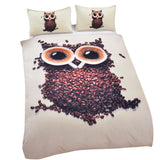 Nueva funda de edredón de búho 3 piezas conjunto de ropa de cama 3d de dibujos animados para niños funda de edredón de algodón y fundas de almohada doble reina tamaño king