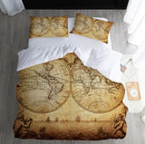 Nuevo juego de ropa de cama con mapa del mundo Vintage de 3 piezas ropa de cama Retro doble Rey reina ropa de cama con 1 funda de edredón 2 fundas de almohada