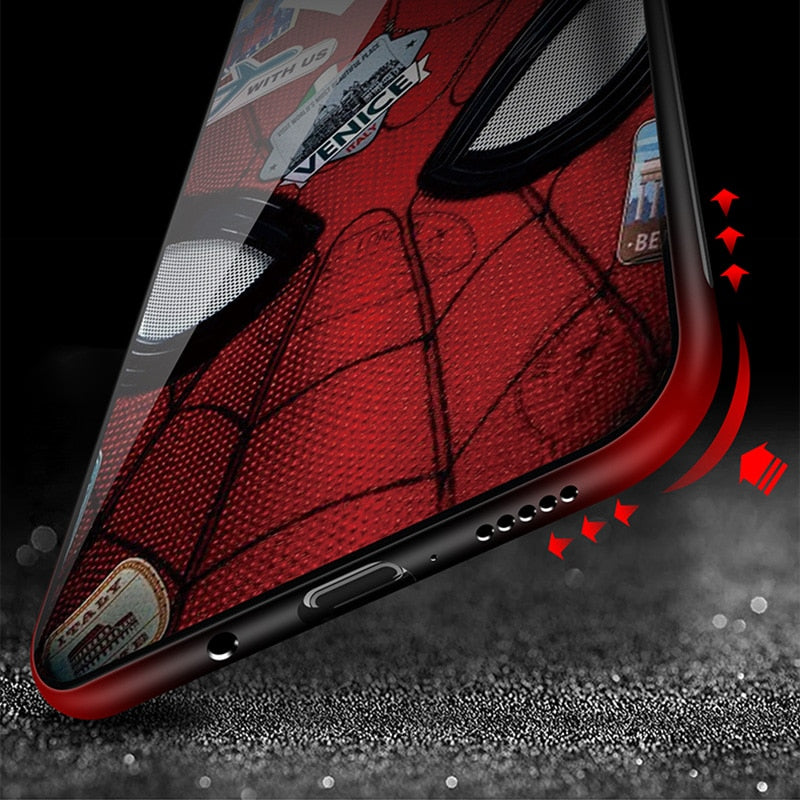 Marvel Spiderman de templado de vidrio de caso de teléfono para Samsung Galaxy S8 S9 S10 e 5G Plus Nota 10 9 8 funda de lujo para vengadores