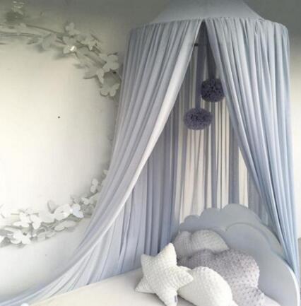 INS nórdico niños ropa de cama redonda cúpula cama dosel algodón Lino mosquitera cortina para habitación de niñas