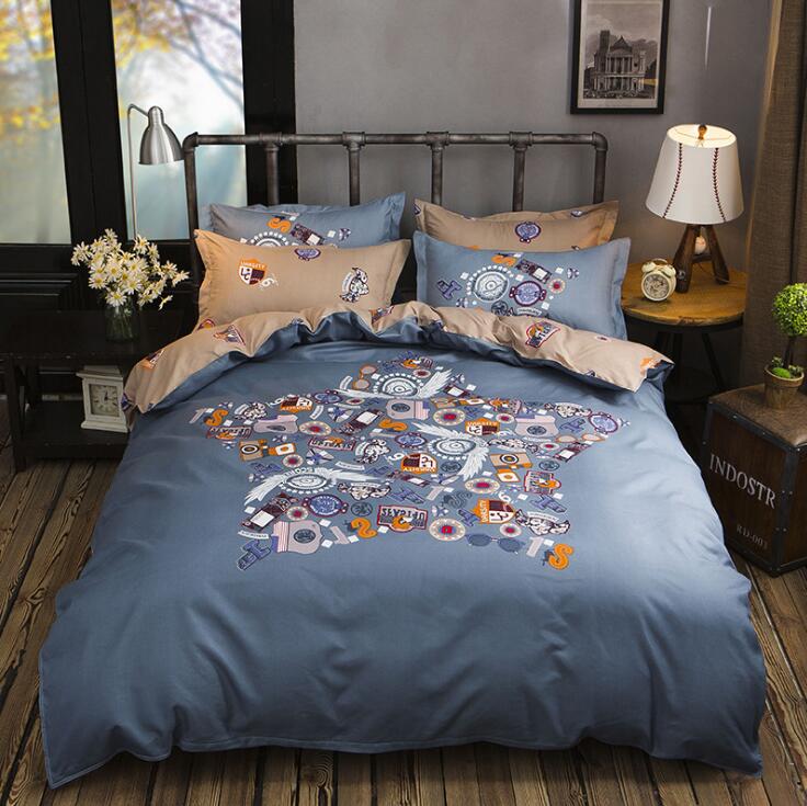 Conjunto de ropa de cama de algodón grueso con estampado de dibujos animados Popular Americano