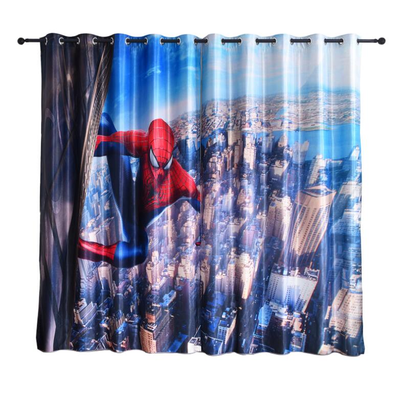 Cortinas opacas de dibujos animados de tela de Spiderman modernas para habitación de niños cortina impresa para niños dormitorio tratamiento de ventana dormitorio