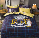 Conjunto de ropa de cama de algodón grueso con estampado de dibujos animados Popular Americano
