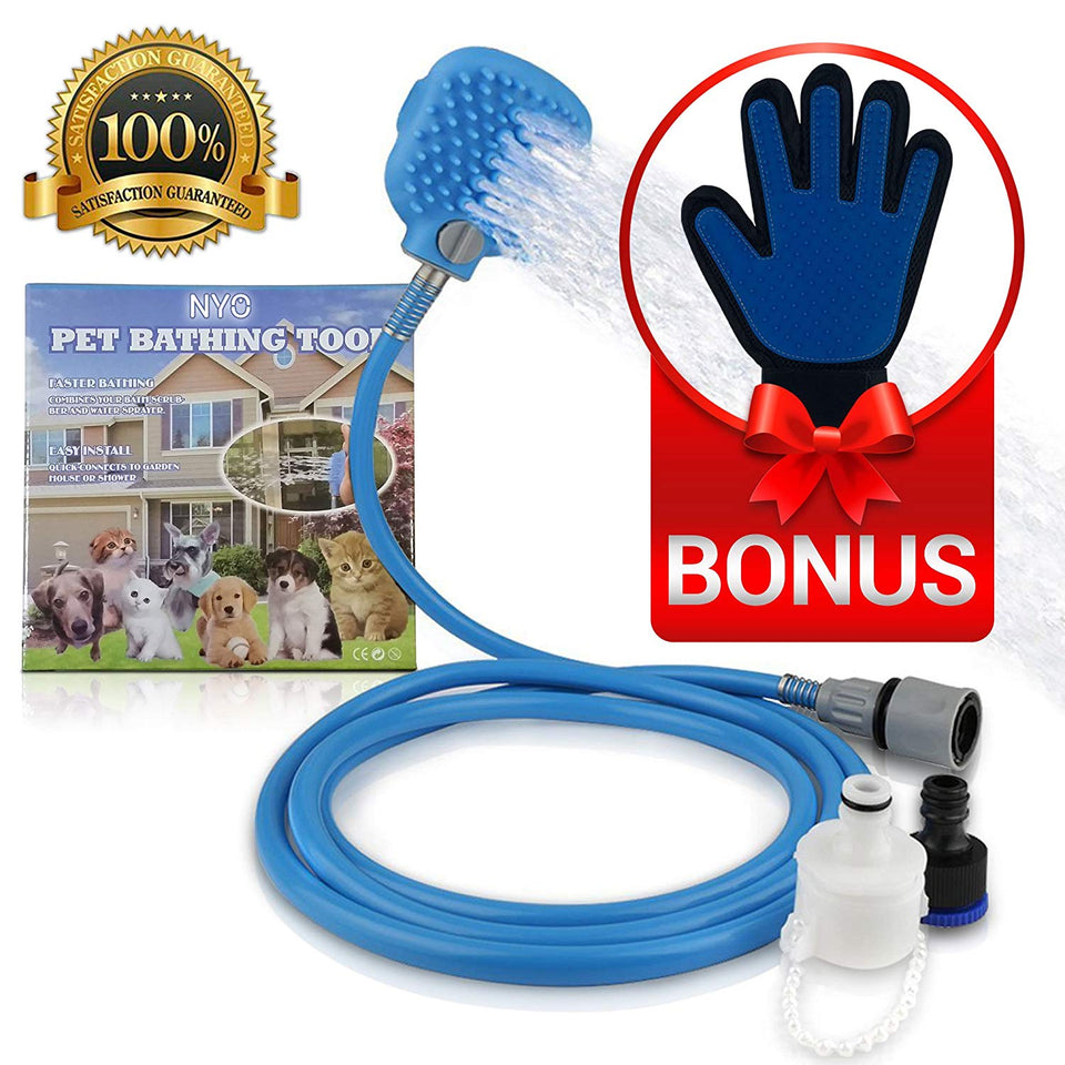 Pet baño ducha espray perro gato masaje cabeza aseo herramienta con guante de aseo para cachorro perro gato lavado mascota suministros
