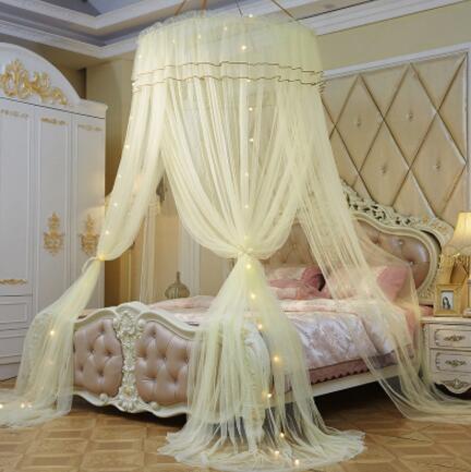Princesa mosquitera doble cama cortinas cortina de dormir dosel red Full Queen King Size Net 120 cm diamter led regalo Luz