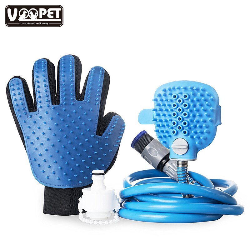 Pet baño ducha espray perro gato masaje cabeza aseo herramienta con guante de aseo para cachorro perro gato lavado mascota suministros