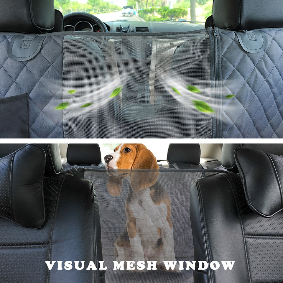 Funda de asiento de coche para perro con malla impermeable para mascotas, funda de asiento trasero para coche, Protector de cojín de hamaca con cremallera y bolsillos