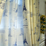 Cortina de ventana personalizada con estampado de dibujos animados Mediterráneo azul para sala de estar tul dormitorio algodón Lino Semi-sombra