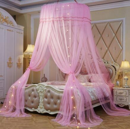 Princesa mosquitera doble cama cortinas cortina de dormir dosel red Full Queen King Size Net 120 cm diamter led regalo Luz