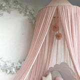INS nórdico niños ropa de cama redonda cúpula cama dosel algodón Lino mosquitera cortina para habitación de niñas