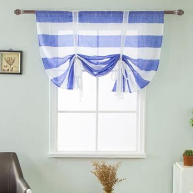 Cortinas cortas con diseño de cortina romana de rayas plisadas a la moda