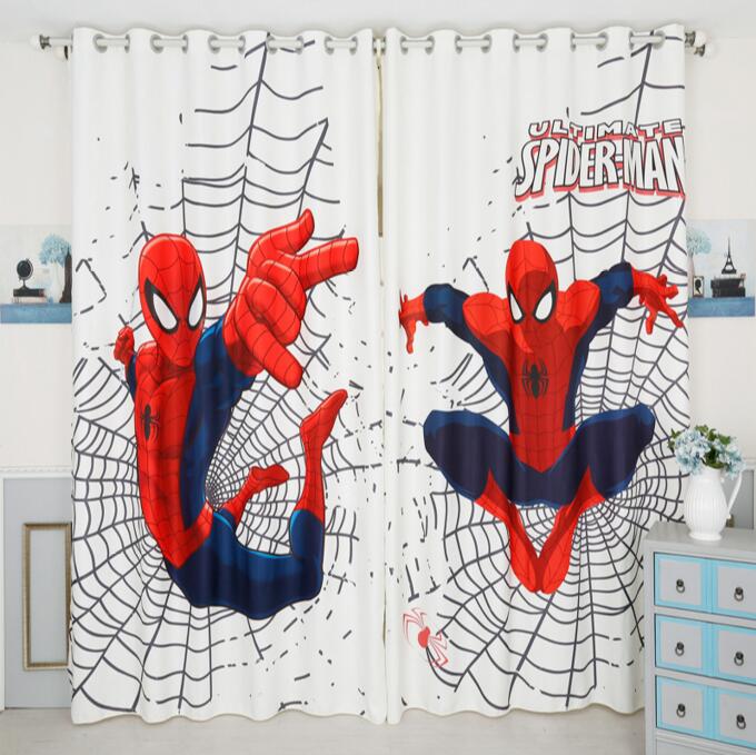 INS moderno Spiderman dibujos animados cortinas opacas para habitación de niños cortina impresa para niños dormitorio tratamiento ventana dormitorio drenaje