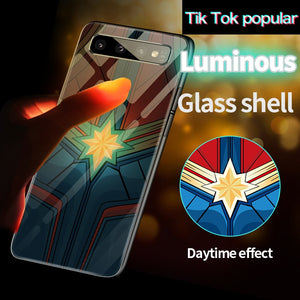 El capitán Marvel Hombre de Hierro Batman luminosa de caso de teléfono para Samsung Galaxy S8 S9 S10 e 5G Plus 8 9 10 cubierta Coque Funda