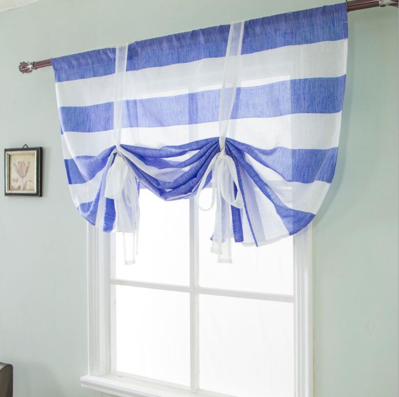Cortinas cortas con diseño de cortina romana de rayas plisadas a la moda