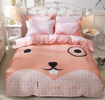 Conjunto de ropa de cama de algodón grueso con estampado de dibujos animados Popular Americano