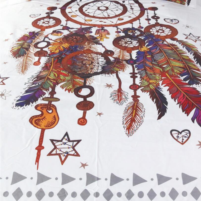 3 unids/set Hipster acuarela juego de cama reina tamaño atrapasueños plumas edredón cubierta Bohemia impreso edredon cama cubierta