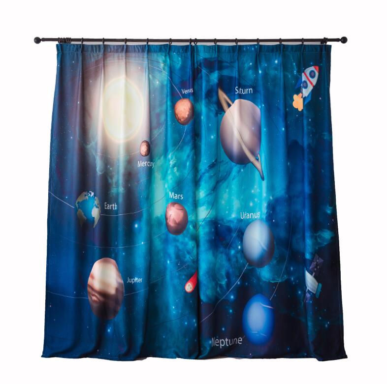 Cortinas 3D Planet Star Blackout para habitación de niños cortinas impresas para dormitorio de niños cortinas de ventana de la habitación del bebé gasa transparente azul