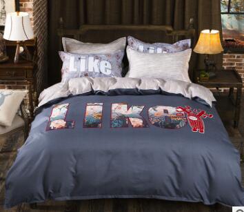 3/4 piezas Juego de cama de dibujos animados 100% algodón doble reina rey tamaño rosa azul búho edredón funda de edredón de dibujos animados sábana ropa de cama ropa de cama