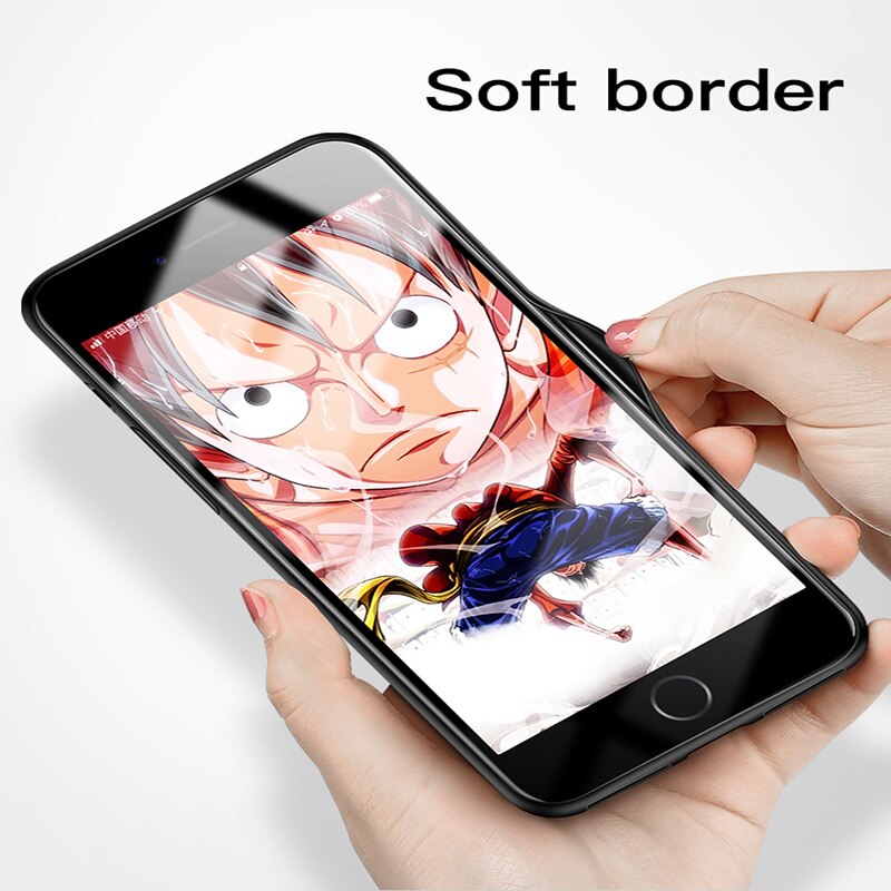 Funda de teléfono de vidrio templado Luffy Zoro de una pieza de dibujos animados para iPhone XSmax XR XS X 8 7 6s 6 plus cubierta de lujo Funda Coque