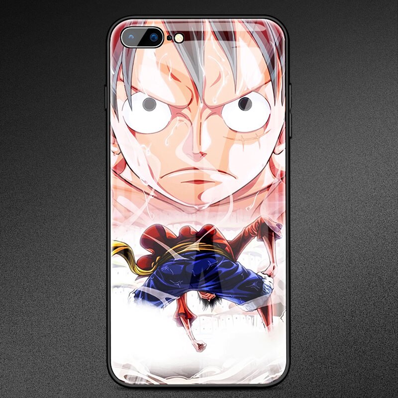 Funda de teléfono de vidrio templado Luffy Zoro de una pieza de dibujos animados para iPhone XSmax XR XS X 8 7 6s 6 plus cubierta de lujo Funda Coque