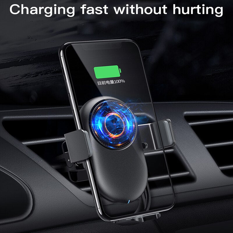 10W cargador de coche inalámbrico de sujeción automática de carga rápida soporte de teléfono montaje en coche para iPhone Huawei Samsung Xiaomi inteligente teléfono