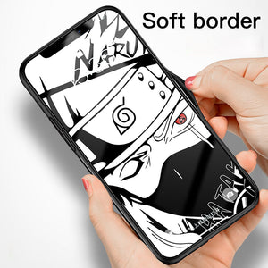 Funda de teléfono de vidrio templado de dibujos animados Naruto para iPhone XSmax XR XS X 8 7 6s 6 Plus cubierta de lujo funda Coque para iPhone 7Plus 8Plus